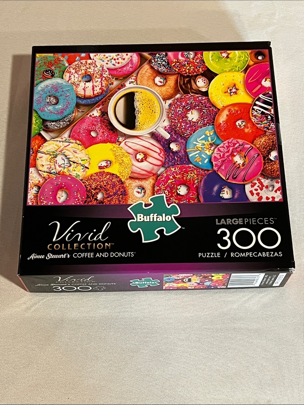 Buffalo David Bitton Puzzle — Bright Multicolor Donuts & Coffee